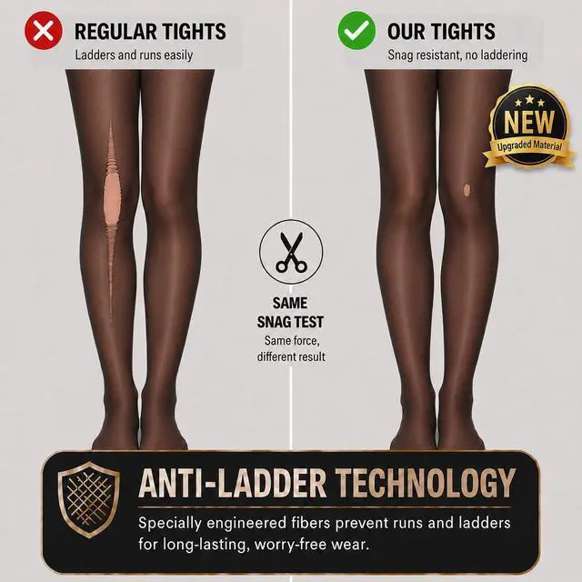 Alt view image 3 of 5 - 3 Pairs Black Sheer Tights for Women - 20D Resist Tears Control Top Pantyhose with Reinforced Toes, Smooth, Supple(Black-M)