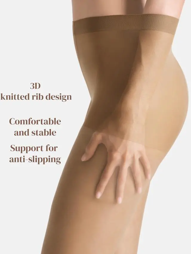 Alt view image 6 of 6 - 3 Pairs Sheer Tights Women's 20D Ultra Sheer Pantyhose with Control Top (Nude-Natural, L)