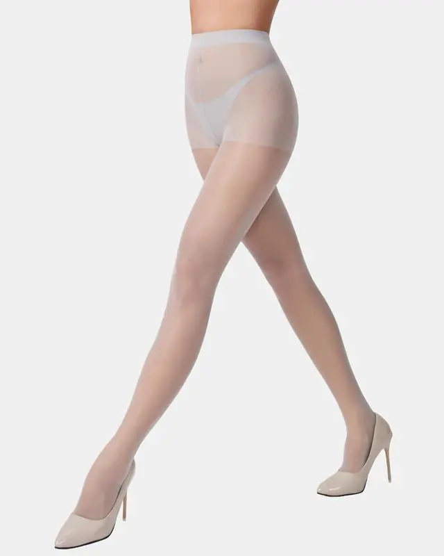 Alt view image 2 of 6 - 3 Pairs Sheer Tights Women's 20D Ultra Sheer Pantyhose with Control Top (Light Gray, S)