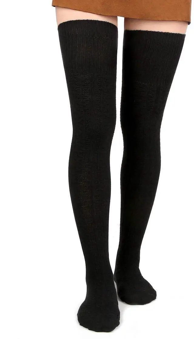 Main image of Women Thigh High Socks Extra Long Cotton Knit Warm Thick Tall Over The Knee Boot Stocking Leg Warmers Daily Cosplay