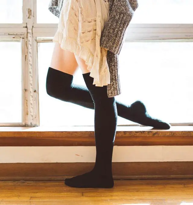 Alt view image 2 of 6 - Women Thigh High Socks Extra Long Cotton Knit Warm Thick Tall Over The Knee Boot Stocking Leg Warmers Daily Cosplay