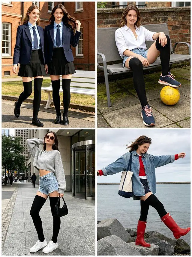 Alt view image 5 of 6 - Women Thigh High Socks Extra Long Cotton Knit Warm Thick Tall Over The Knee Boot Stocking Leg Warmers Daily Cosplay