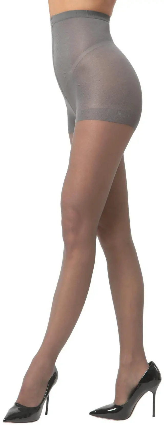 Alt view image 5 of 6 - 3 Pairs Women's Sheer Pantyhose 20D, High Waist Control Top Pantyhose Hosiery (Grey, L)