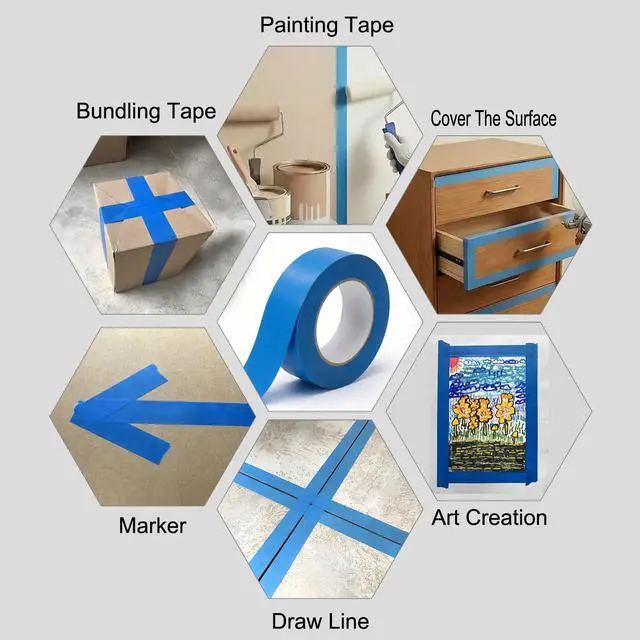 Alt view image 3 of 4 - Blue Tape, Premium Painters Tape, Masking Tape, No Residue, Easy Removal, Paint Tape for Multi-Purpose, Painting, Painter's, DIY Crafts Arts, 4 Rolls,0.94IN (60yd*4=240yd) Decoration Labeling