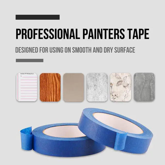 Alt view image 2 of 7 - 4 Pack Blue Painters Tape 1 inch, 1 inch x 55 Yards x 4 Rolls | Blue Masking Tape, 220 Total Yards