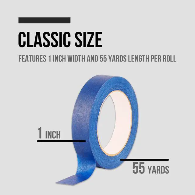 Alt view image 6 of 7 - 4 Pack Blue Painters Tape 1 inch, 1 inch x 55 Yards x 4 Rolls | Blue Masking Tape, 220 Total Yards