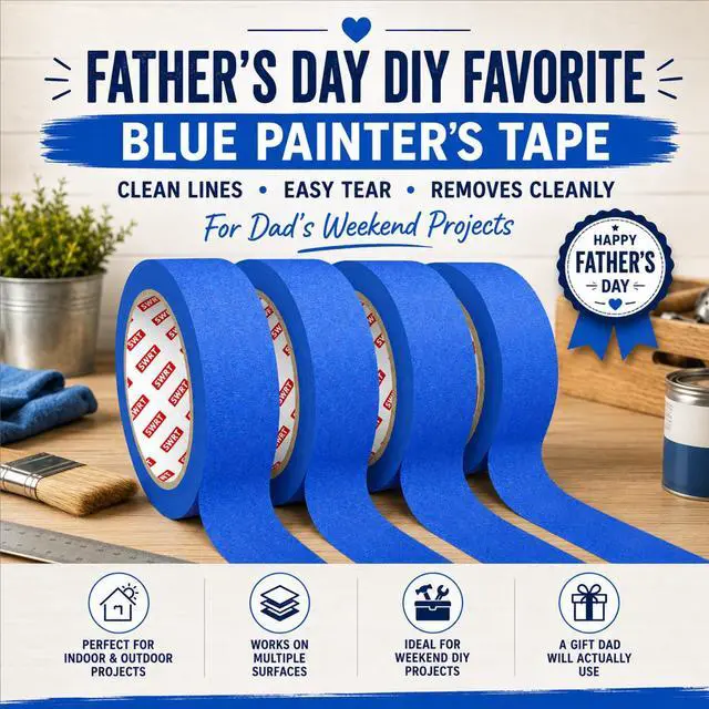 Alt view image 6 of 7 - Blue Painter's Tape, 1 Inch x 20 Yards, 4 Rolls, Clean Removal | Crisp Paint Lines; Fast, Clean Masking; Reliable Hold; Easy Hand Tear; Walls, Trim & Glass; Painting & Crafts