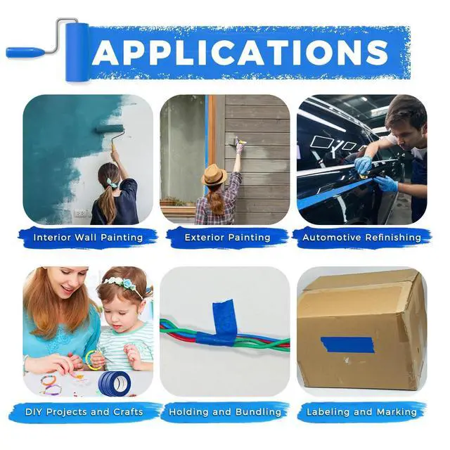 Alt view image 7 of 7 - Blue Painter's Tape, 1 Inch x 20 Yards, 4 Rolls, Clean Removal | Crisp Paint Lines; Fast, Clean Masking; Reliable Hold; Easy Hand Tear; Walls, Trim & Glass; Painting & Crafts