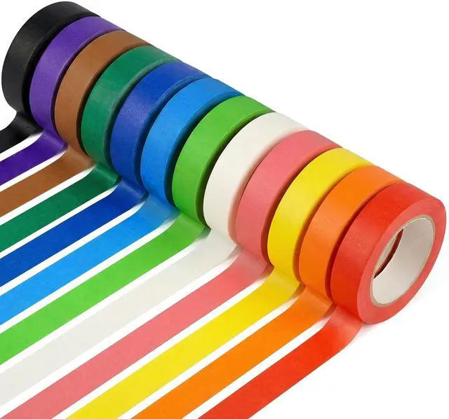 Main image of 12 Rolls Colored Masking Tape 0.7Inch x 13Yards | Painters Tape for Arts Crafts Scrapbooking Labeling Whiteboards Fun Classroom Supplies and Cable Management