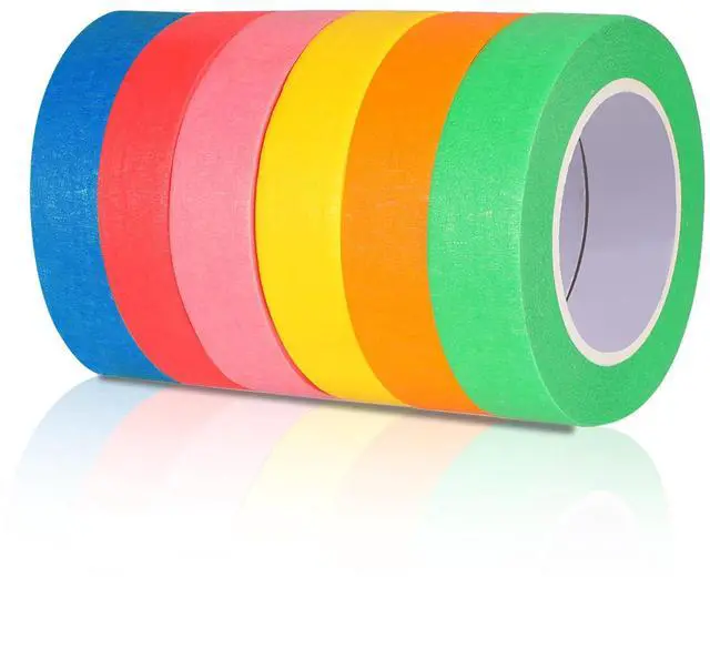 Main image of Colored Masking Tape 6 Rolls Colored Painters Tape for Arts and Crafts 0.6" x14.3Yard Drafting Tape Colorful Craft Tape Painting Tapes Paper Tape for Craft DIY Projects Labeling Coding