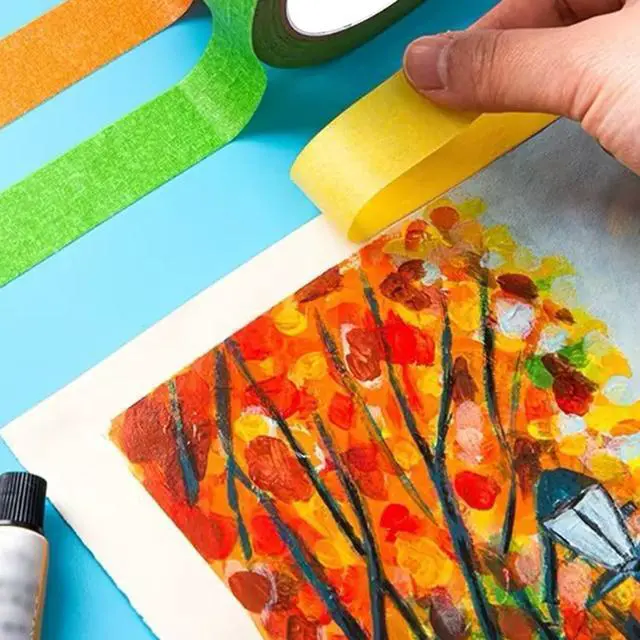 Alt view image 5 of 7 - Colored Masking Tape 6 Rolls Colored Painters Tape for Arts and Crafts 0.6" x14.3Yard Drafting Tape Colorful Craft Tape Painting Tapes Paper Tape for Craft DIY Projects Labeling Coding