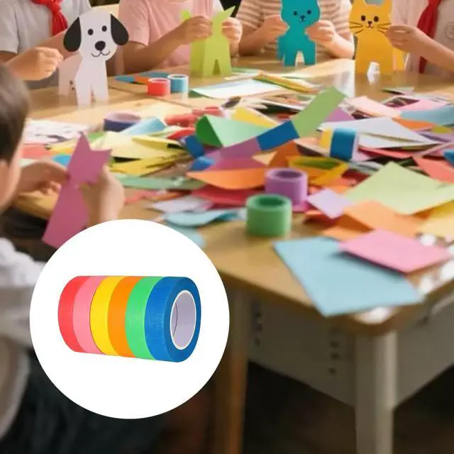 Alt view image 7 of 7 - Colored Masking Tape 6 Rolls Colored Painters Tape for Arts and Crafts 0.6" x14.3Yard Drafting Tape Colorful Craft Tape Painting Tapes Paper Tape for Craft DIY Projects Labeling Coding