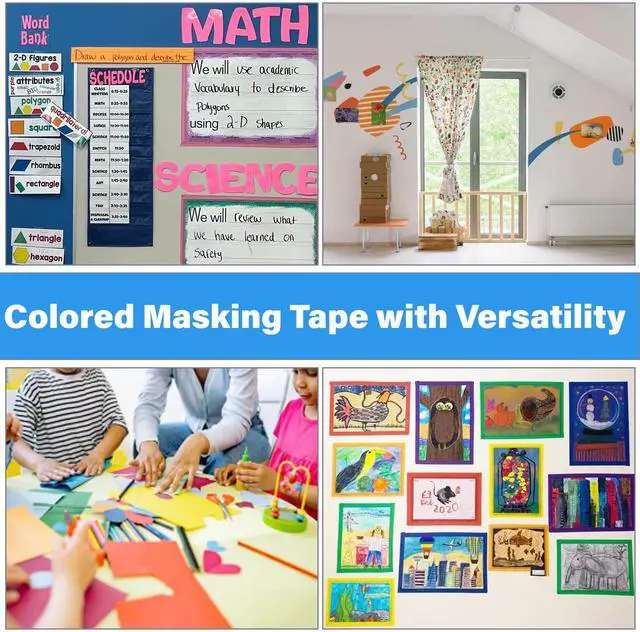 Alt view image 6 of 7 - 15 Rolls Colored Masking Tape, 0.6in x 10yd, for Kids Art & Craft | Vibrant Colored Masking Tape, Perfect for Kids Art, DIY Crafts, Teaching Use and General Labeling