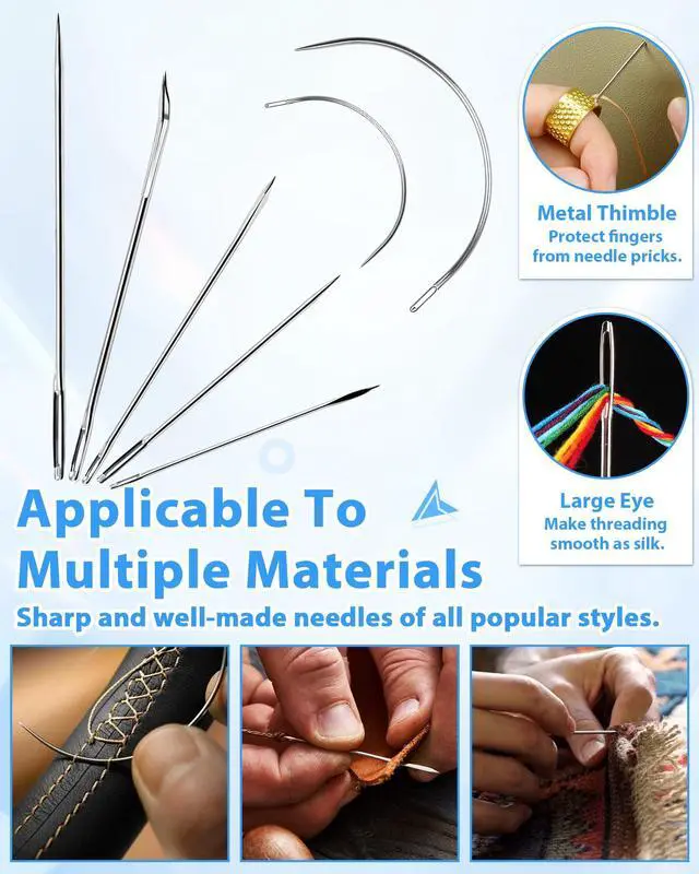 Alt view image 4 of 6 - Upholstery Repair Sewing Kit, Heavy Duty Sewing Kit with Sewing Awl, 47PCS | Sewing Kit, Large-Eye Needles, Sewing Awl, Seam Ripper, Sewing Thread, Upholstery Repair, Leather Craft,DIY Crafts, Travel