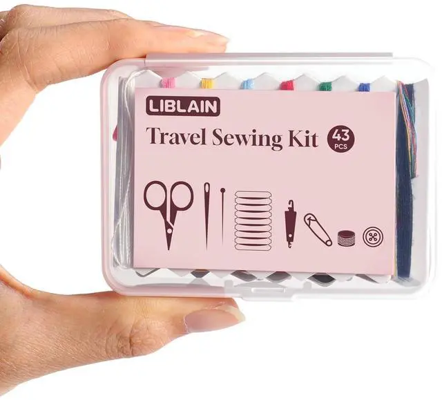 Main image of Mini Sewing Kit with Big Eye Steel Needles for Adults and Beginners | Small Sewing Kit for Travel, Needle and Thread Kit for Hand Sewing (43Pcs)