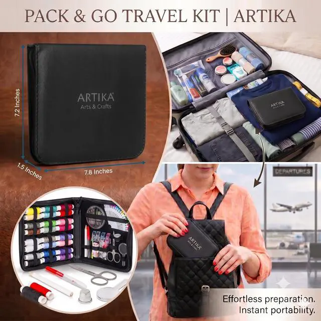 Alt view image 6 of 6 - 94-Piece Travel Sewing Kit for Adults & Kids, Small Needle & Thread Kit | Mini Emergency Repair Sewing Kit, Beginner Set with Multicolor Thread, Needles, Scissors, Thimble, Clips & Travel Case