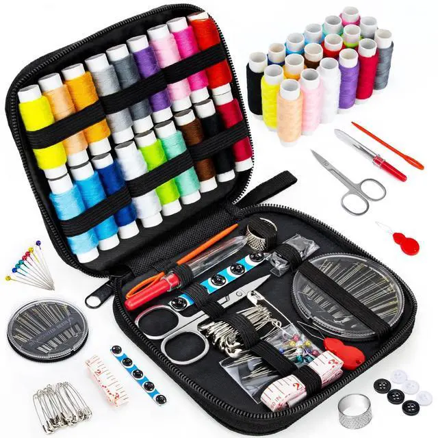 Main image of Sewing Kit Basic for Adults, 87 Pcs Sewing Kit with Needle and Thread, Sewing Supplies Portable Travel Emergency Repair Kit for Beginners Home DIY, Gift for Mom and Grandma OKOMER