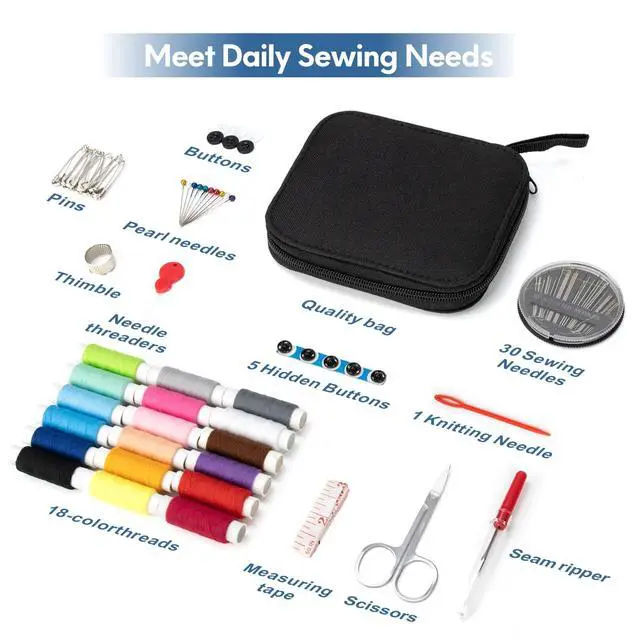 Alt view image 2 of 7 - Sewing Kit Basic for Adults, 87 Pcs Sewing Kit with Needle and Thread, Sewing Supplies Portable Travel Emergency Repair Kit for Beginners Home DIY, Gift for Mom and Grandma OKOMER