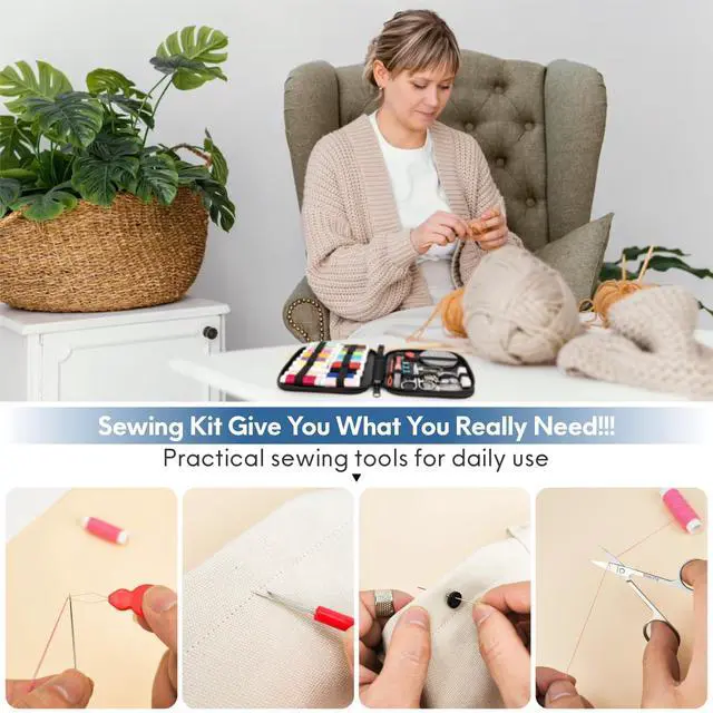 Alt view image 6 of 7 - Sewing Kit Basic for Adults, 87 Pcs Sewing Kit with Needle and Thread, Sewing Supplies Portable Travel Emergency Repair Kit for Beginners Home DIY, Gift for Mom and Grandma OKOMER