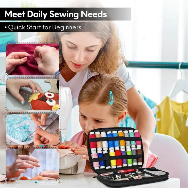 Alt view image 5 of 7 - Sewing Kit Basic for Adults, 87 Pcs Sewing Kit with Needle and Thread, Sewing Supplies Portable Travel Emergency Repair Kit for Beginners Home DIY, Gift for Mom and Grandma OKOMER