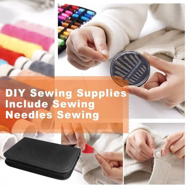 Alt view image 3 of 7 - Sewing Kit with Black Case Portable Sewing Supplies for for Mom Grandma Women Men Teen Girls Boys Adults Beginner, Home Travel, Emergency, 42 Threads, Scissors, Needles, Measuring Tape and More