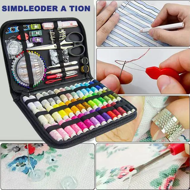 Alt view image 4 of 7 - Sewing Kit with Black Case Portable Sewing Supplies for for Mom Grandma Women Men Teen Girls Boys Adults Beginner, Home Travel, Emergency, 42 Threads, Scissors, Needles, Measuring Tape and More