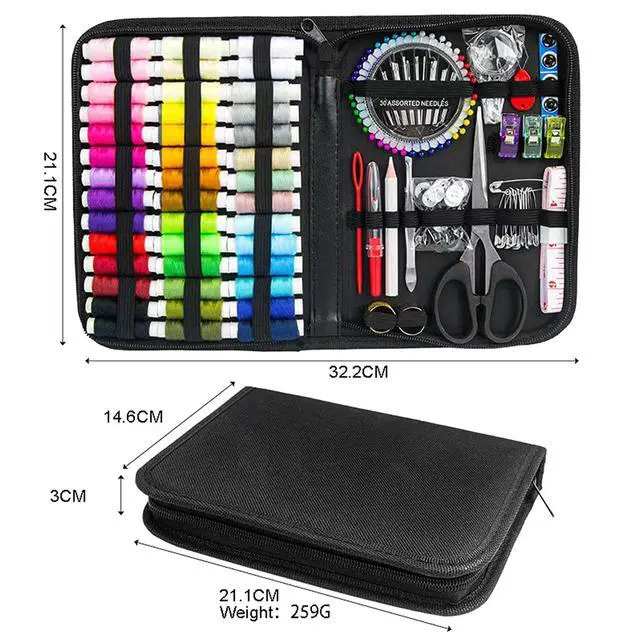 Alt view image 7 of 7 - Sewing Kit with Black Case Portable Sewing Supplies for for Mom Grandma Women Men Teen Girls Boys Adults Beginner, Home Travel, Emergency, 42 Threads, Scissors, Needles, Measuring Tape and More