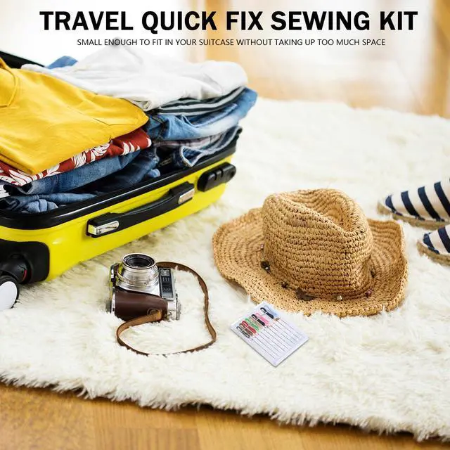 Alt view image 6 of 6 - 14 Boxes 140 Pieces Quick Fix Sewing Kit, Easy Pre Threaded Needle | Basic Personal Kit, Plastic Threaded Needle Holder, Small Home Travel Sewing Box, with Pin Button, Stylish Color