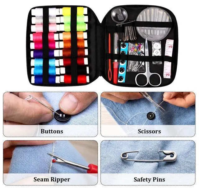 Alt view image 4 of 7 - 130 Pcs Mini Sewing Kit for Adults, Needle and Thread Kit | Portable Sewing Supplies Accessories with Case for Travel Emergency Kids DIY