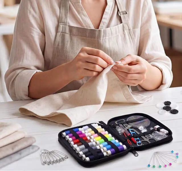 Alt view image 6 of 7 - 130 Pcs Mini Sewing Kit for Adults, Needle and Thread Kit | Portable Sewing Supplies Accessories with Case for Travel Emergency Kids DIY