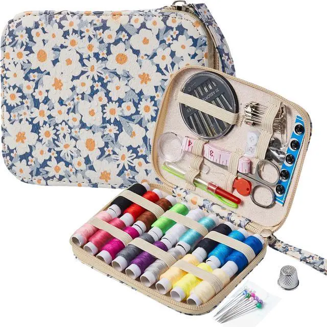Main image of Daisy Sewing Kit Printing Sewing Kit,Professional Sewing Supplies for Adults, Zipper Sewing Needles Set, 87 PCS Travel Sewing Accessory for Emergency, Home