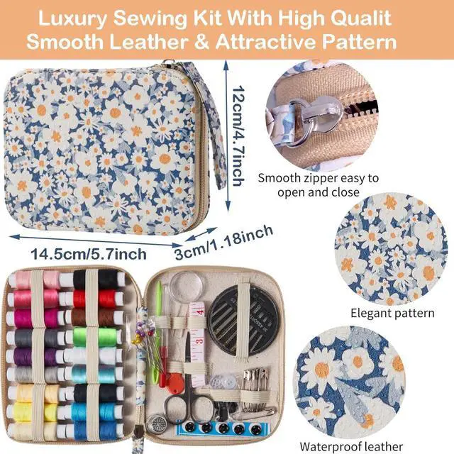 Alt view image 3 of 7 - Daisy Sewing Kit Printing Sewing Kit,Professional Sewing Supplies for Adults, Zipper Sewing Needles Set, 87 PCS Travel Sewing Accessory for Emergency, Home