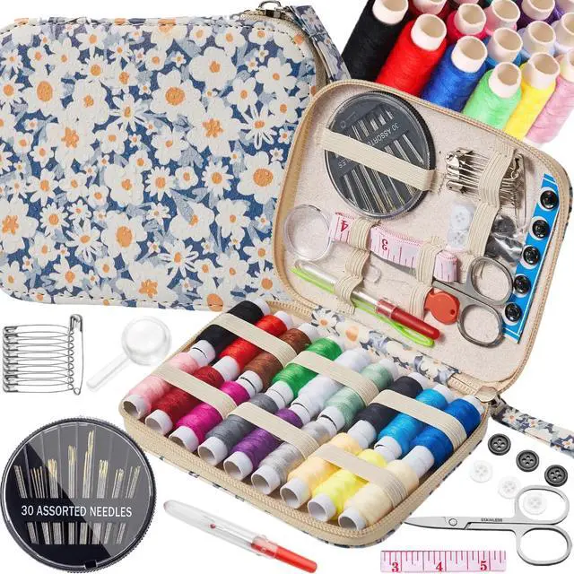Alt view image 6 of 7 - Daisy Sewing Kit Printing Sewing Kit,Professional Sewing Supplies for Adults, Zipper Sewing Needles Set, 87 PCS Travel Sewing Accessory for Emergency, Home