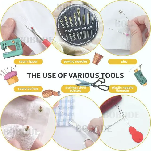 Alt view image 7 of 7 - Daisy Sewing Kit Printing Sewing Kit,Professional Sewing Supplies for Adults, Zipper Sewing Needles Set, 87 PCS Travel Sewing Accessory for Emergency, Home