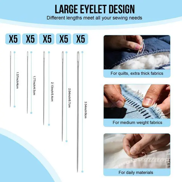 Alt view image 5 of 7 - 47pcs Sewing Kit, Emergency Sewing Tools | for Adults,Traveler, Beginner, Family Repair, Contains 12 Color Thread, Needles, Pin, Seam Rippers, Threader, Thimble