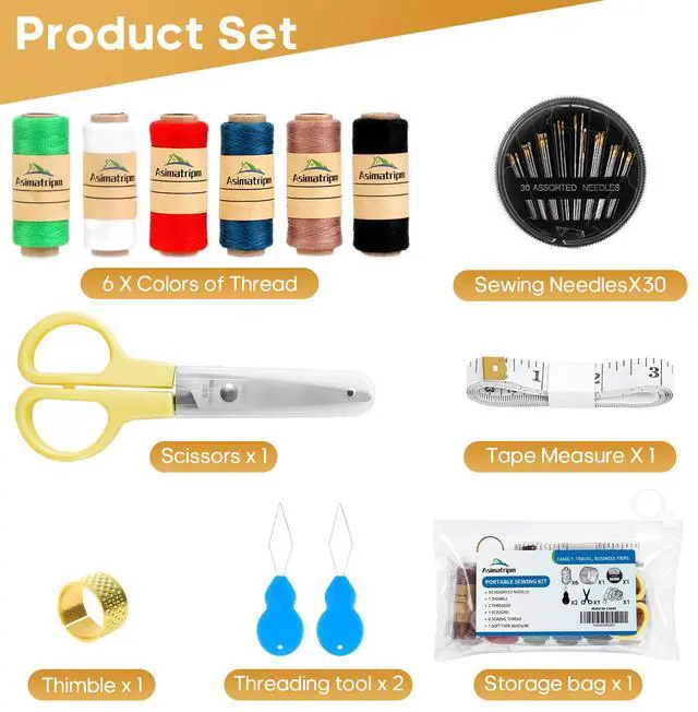 Alt view image 2 of 7 - Travel Sewing Kit, Portable Emergency Sewing Repair Kit with Needles,Threads,Scissors,Tape Measure,Thimble & Threaders, Clear Zipper Pouch Sew Kit for Adults, Home,Office,Dorm,Business Trips & Gifts