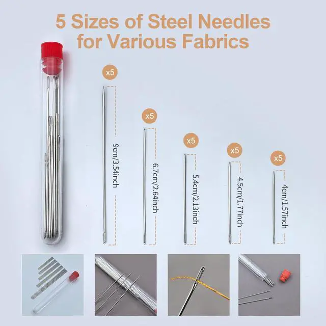 Alt view image 3 of 7 - 37PCS Sewing Kit for Beginners, Big Eye Stainless Steel Needles and Thread | Hand Sewing Kit with Storage Box, Embroidery Needles Thread Sewing Working Tool Kit