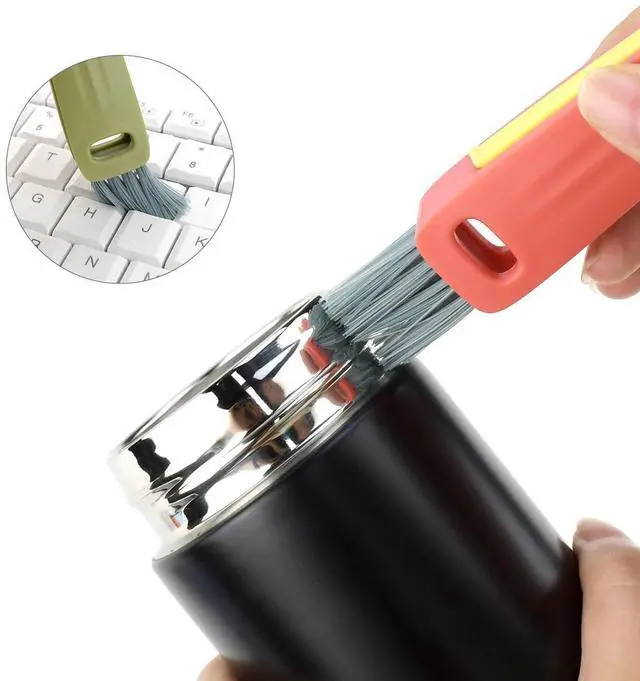 Alt view image 2 of 7 - 3 Pcs 3 in 1 Cup Lid Cleaning Brush Crevice Cleaning Brush for Bottle Gap 3 in 1 Cleaning Brushes for Tight Spaces Multifunctional Portable Cup Lid Cleaner Home Kitchen Cleaning Tools (Green Blue Red)