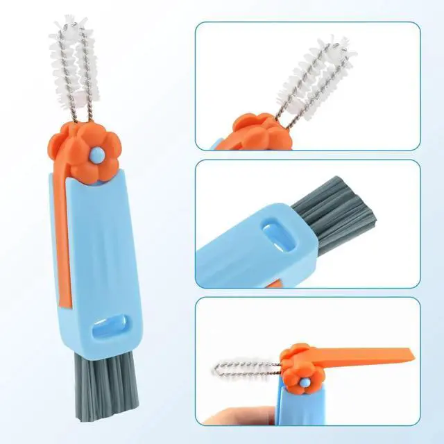 Alt view image 4 of 7 - 3 Pcs 3 in 1 Cup Lid Cleaning Brush Crevice Cleaning Brush for Bottle Gap 3 in 1 Cleaning Brushes for Tight Spaces Multifunctional Portable Cup Lid Cleaner Home Kitchen Cleaning Tools (Green Blue Red)