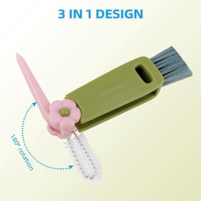 Alt view image 5 of 7 - 3 Pcs 3 in 1 Cup Lid Cleaning Brush Crevice Cleaning Brush for Bottle Gap 3 in 1 Cleaning Brushes for Tight Spaces Multifunctional Portable Cup Lid Cleaner Home Kitchen Cleaning Tools (Green Blue Red)