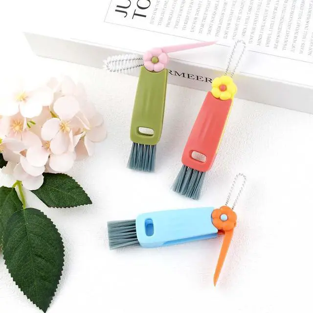 Alt view image 7 of 7 - 3 Pcs 3 in 1 Cup Lid Cleaning Brush Crevice Cleaning Brush for Bottle Gap 3 in 1 Cleaning Brushes for Tight Spaces Multifunctional Portable Cup Lid Cleaner Home Kitchen Cleaning Tools (Green Blue Red)
