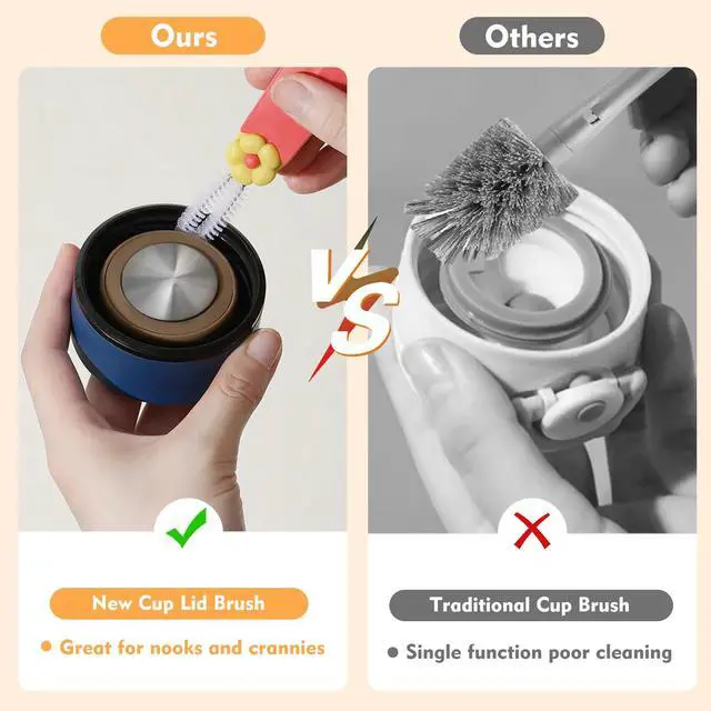 Alt view image 6 of 7 - 3 in 1 Cup Lid Cleaning Brush, Portable Cup Cleaner Brush, 2024 New Water Bottle Cleaner Brush, 3 in 1 Multifunctional Cleaning Brush for Home Kitchen Cleaning Tools3PCS