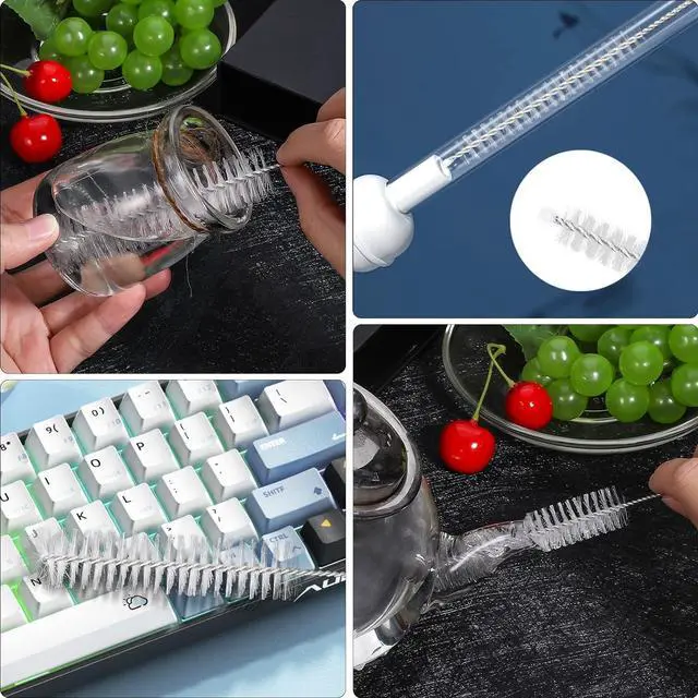 Alt view image 2 of 7 - 12 Pcs Bottle Cleaner Brushes Set, 11.8 Inch Nylon Cleaning Brush | White Straw Cleaner Brushes for Tumbler, Sippy Cup, Water Bottles, Hummingbird Feeders, Pipes, Sink Drain & Pet Waterers