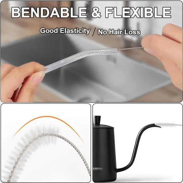 Alt view image 4 of 7 - 12 Pcs Bottle Cleaner Brushes Set, 11.8 Inch Nylon Cleaning Brush | White Straw Cleaner Brushes for Tumbler, Sippy Cup, Water Bottles, Hummingbird Feeders, Pipes, Sink Drain & Pet Waterers