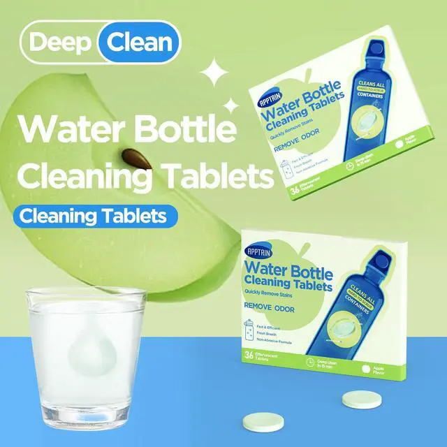 Alt view image 2 of 7 - Water Bottle Cleaning Tablets, 36 Pack Bottle Clean Tablet Hydration Bladder Cleansing Tablets for Hydration Bladder, Water Bottle, Individually Packed, Apple Flavor