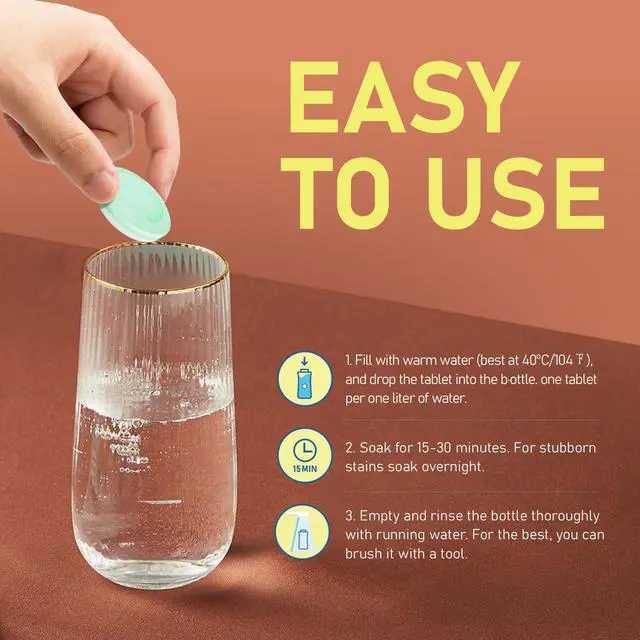 Alt view image 6 of 7 - Water Bottle Cleaning Tablets, 36 Pack Bottle Clean Tablet Hydration Bladder Cleansing Tablets for Hydration Bladder, Water Bottle, Individually Packed, Apple Flavor