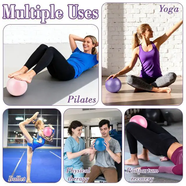 Alt view image 2 of 7 - 3 Pcs Small Exercise Ball - 9 Inch Pilates Yoga Ball | Mini Stability Ball with Inflation Straw for Fitness Core Strength Stretching, Home Gym Office Workout and Balance Training
