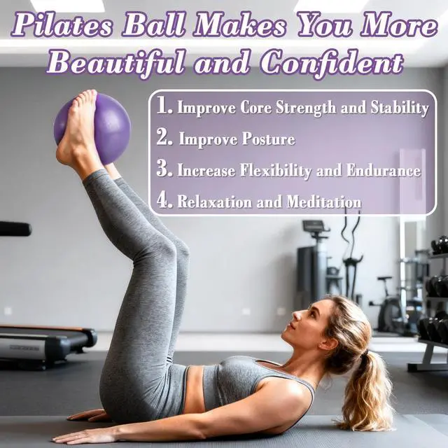 Alt view image 4 of 7 - 3 Pcs Small Exercise Ball - 9 Inch Pilates Yoga Ball | Mini Stability Ball with Inflation Straw for Fitness Core Strength Stretching, Home Gym Office Workout and Balance Training