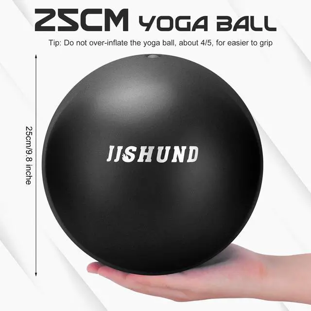 Alt view image 2 of 7 - Pilates Ball, 9,8 Inch Black Small Exercise Mini Yoga Soft Workout Ball for Home Gym Yoga, Pilates, Core Training, Workout, Balance, Stability