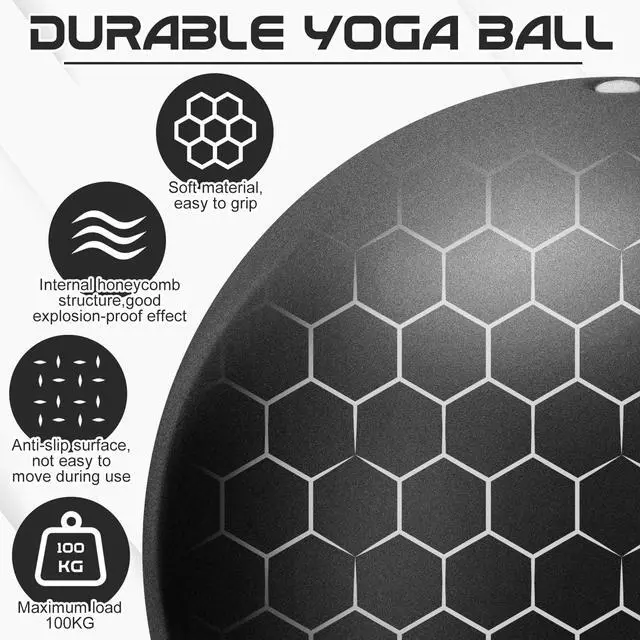 Alt view image 3 of 7 - Pilates Ball, 9,8 Inch Black Small Exercise Mini Yoga Soft Workout Ball for Home Gym Yoga, Pilates, Core Training, Workout, Balance, Stability